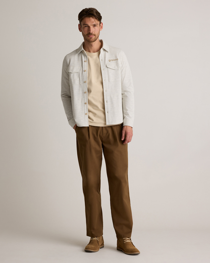 Men's Quince Cotton Pique Knit Overshirt - Heather White