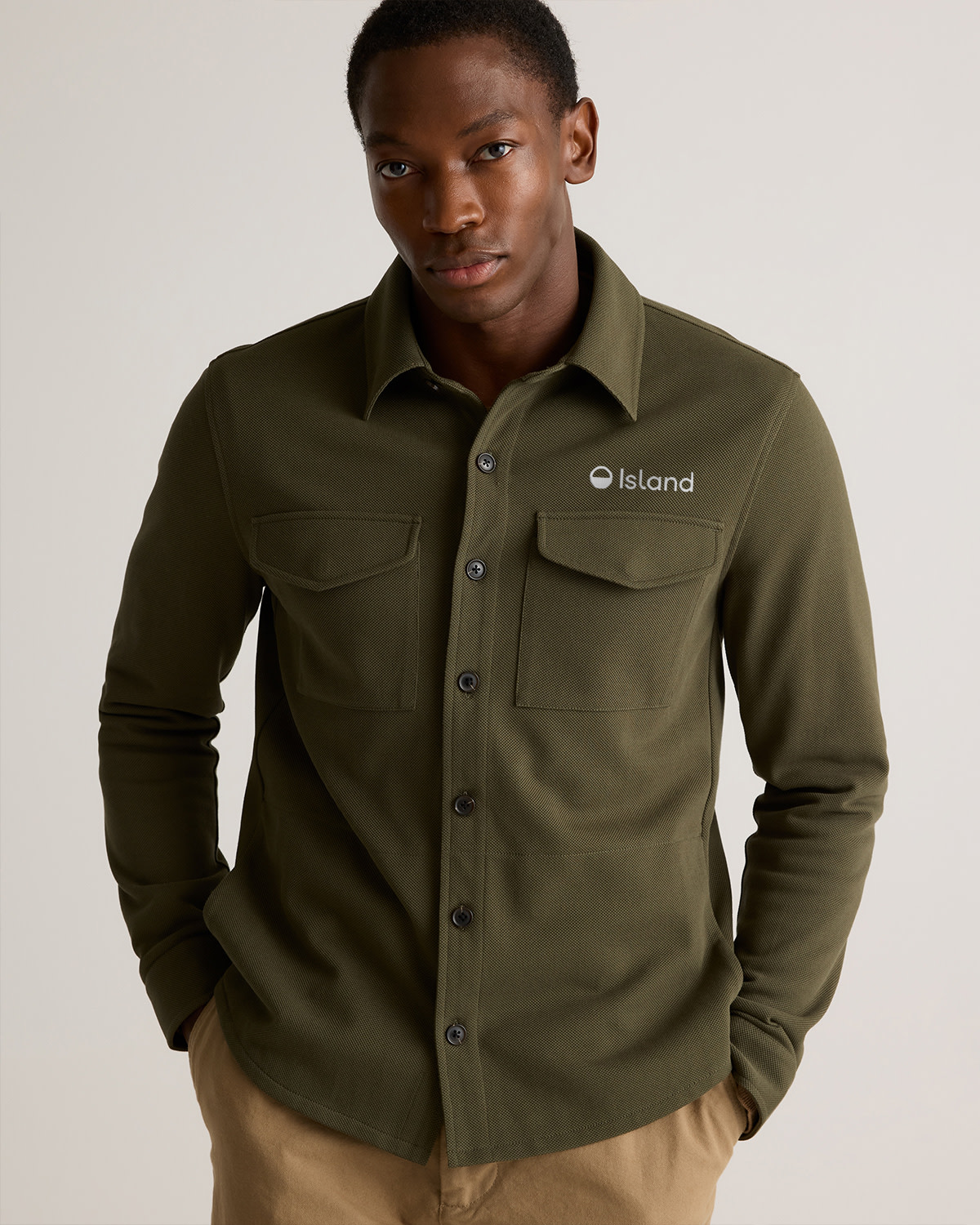 Men's Quince Cotton Pique Knit Overshirt - Olive