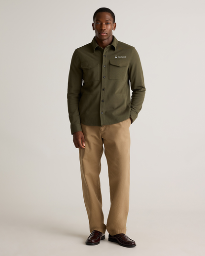 Men's Quince Cotton Pique Knit Overshirt - Olive
