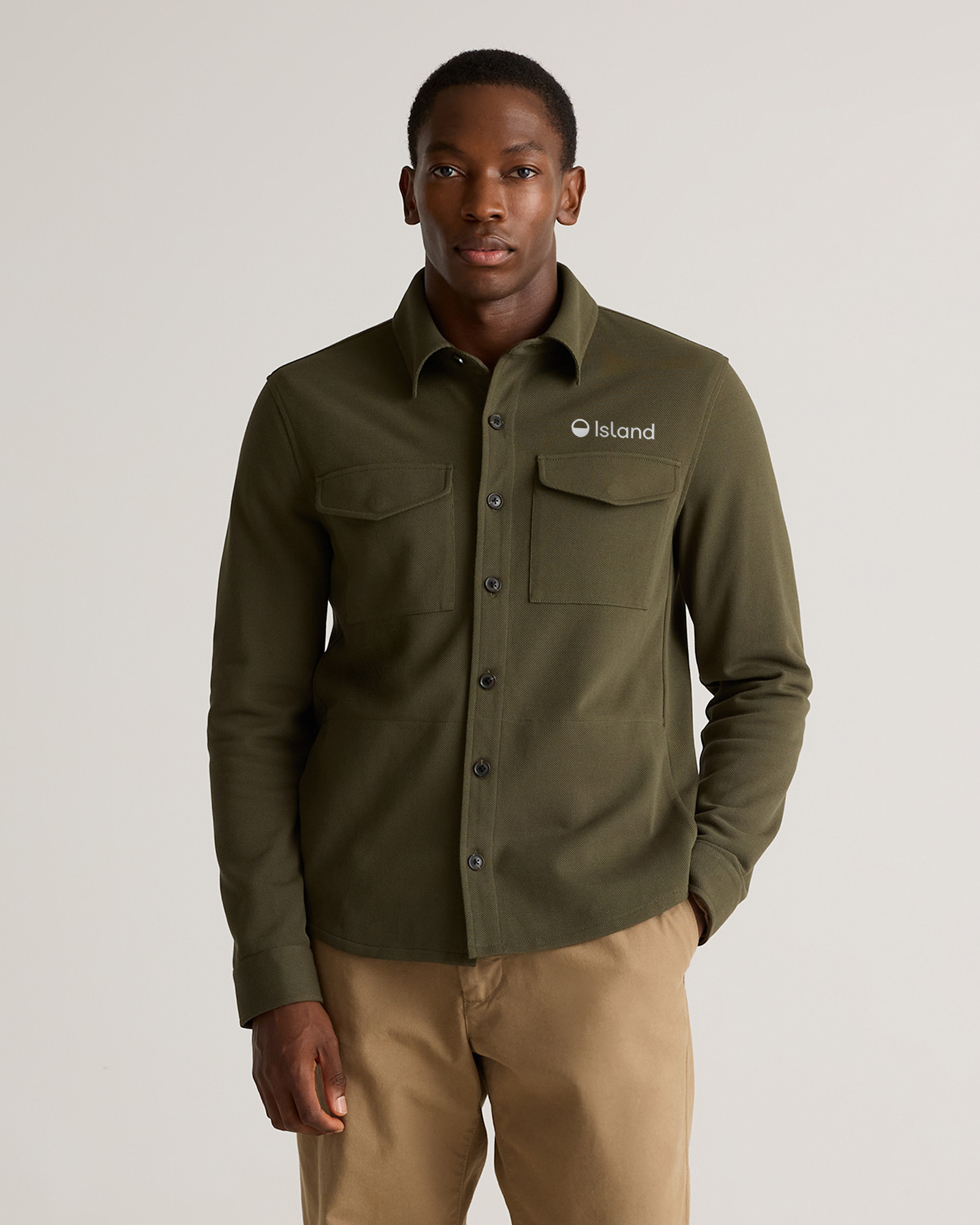 Men's Quince Cotton Pique Knit Overshirt - Olive