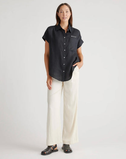 Women's Quince Linen Camp Shirt - Black | Pre-Order