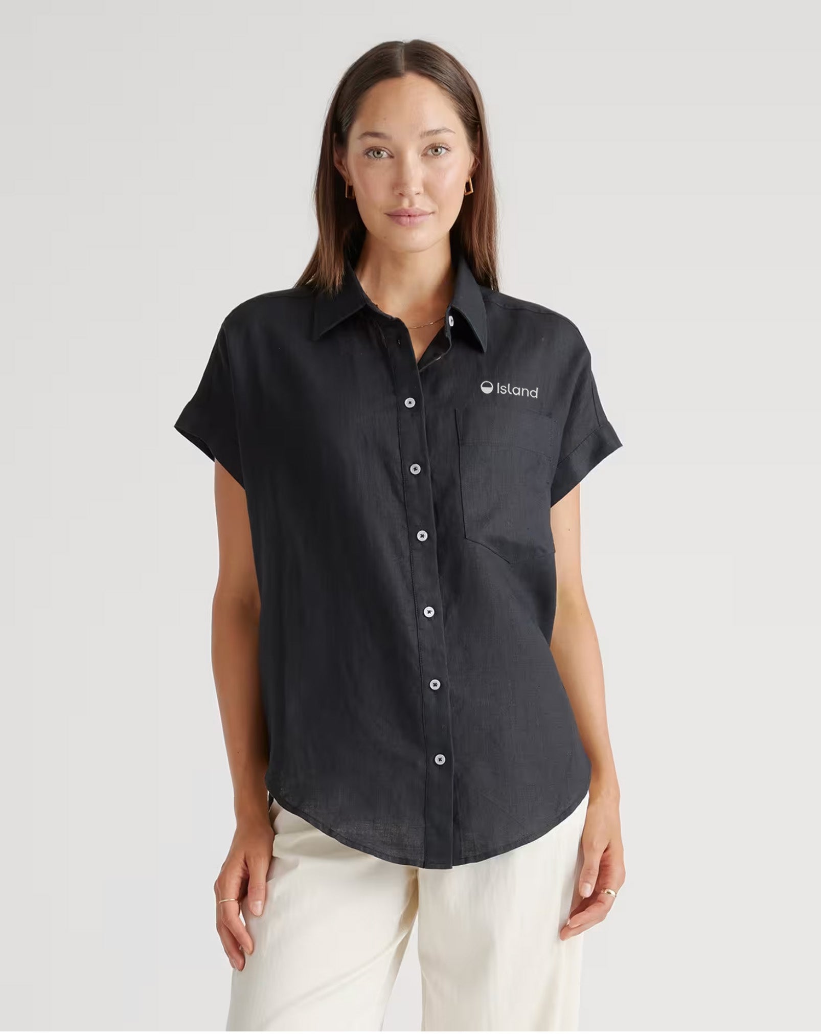 Women's Quince Linen Camp Shirt - Black | Pre-Order