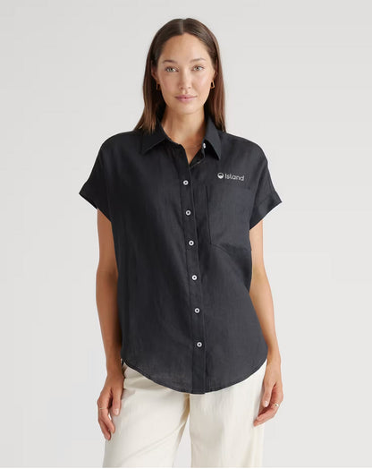 Women's Quince Linen Camp Shirt - Black | Pre-Order