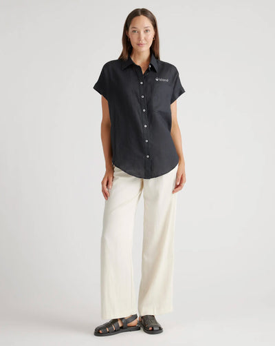Women's Quince Linen Camp Shirt - Black