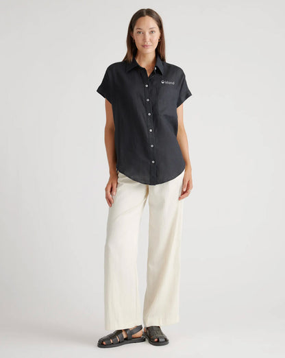 Women's Quince Linen Camp Shirt - Black | Pre-Order