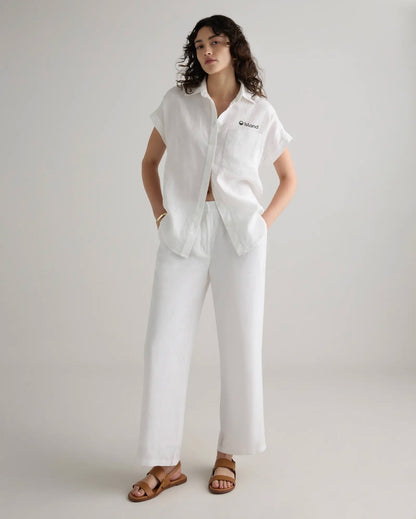 Women's Quince Linen Camp Shirt - White | Pre-Order