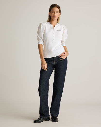 Women's Quince Cotton Puff Sleeve Top - White