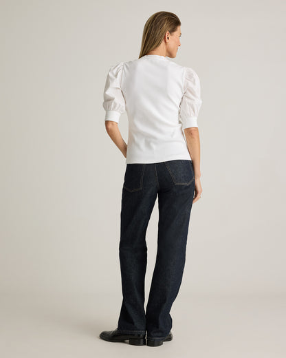 Women's Quince Cotton Puff Sleeve Top - White
