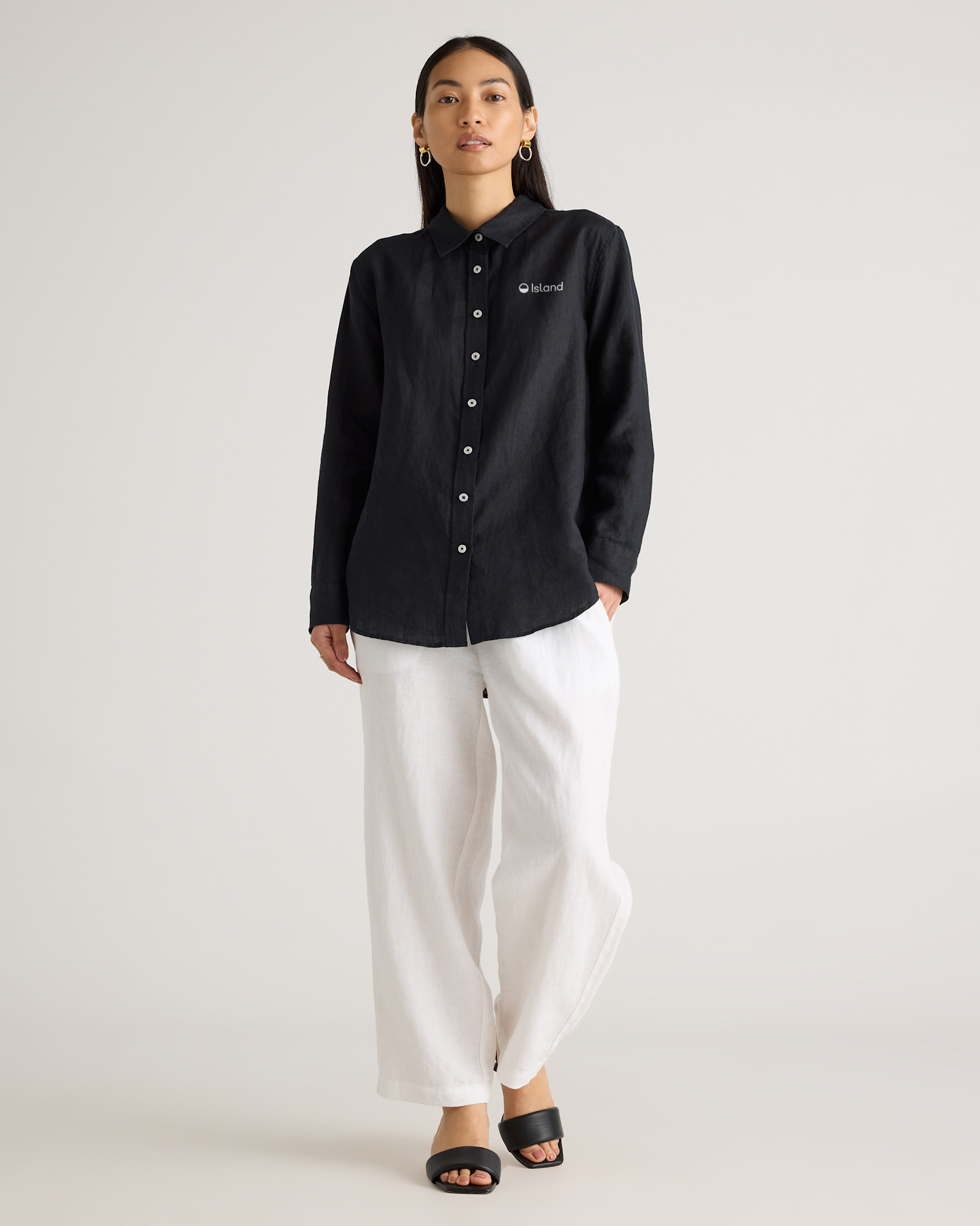 Women's Quince Linen Long Sleeve Shirt - Black | Pre-Order