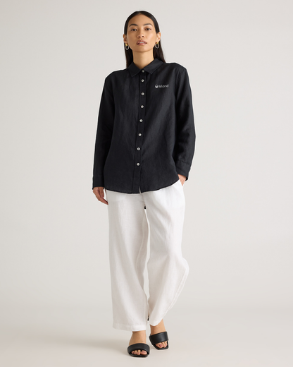 Women's Quince Linen Long Sleeve Shirt - Black | Pre-Order