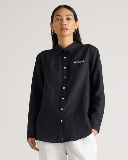 Women's Quince Linen Long Sleeve Shirt - Black | Pre-Order