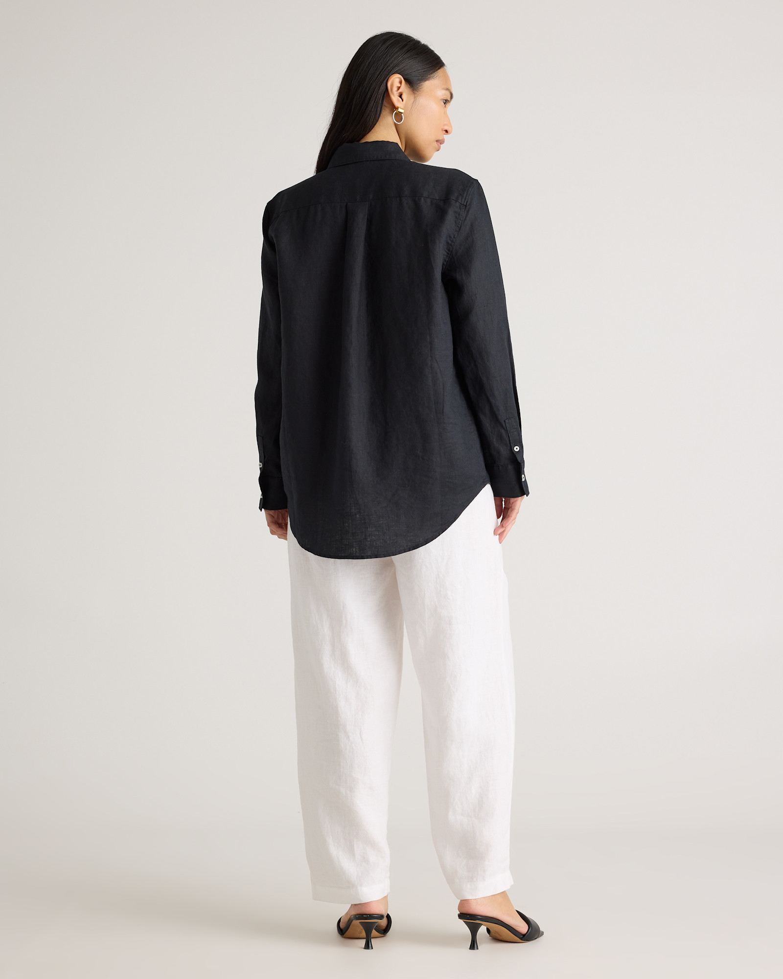 Women's Quince Linen Long Sleeve Shirt - Black | Pre-Order