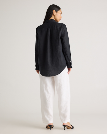 Women's Quince Linen Long Sleeve Shirt - Black | Pre-Order