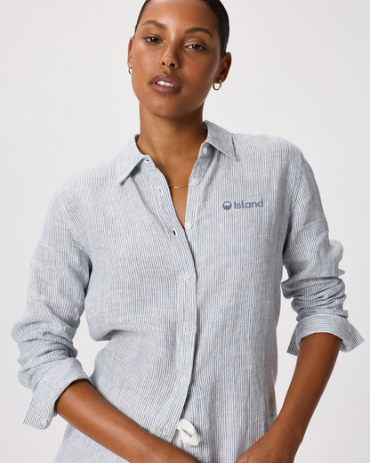 Women's Quince Linen Long Sleeve Shirt - Pinstripe | Pre-Order