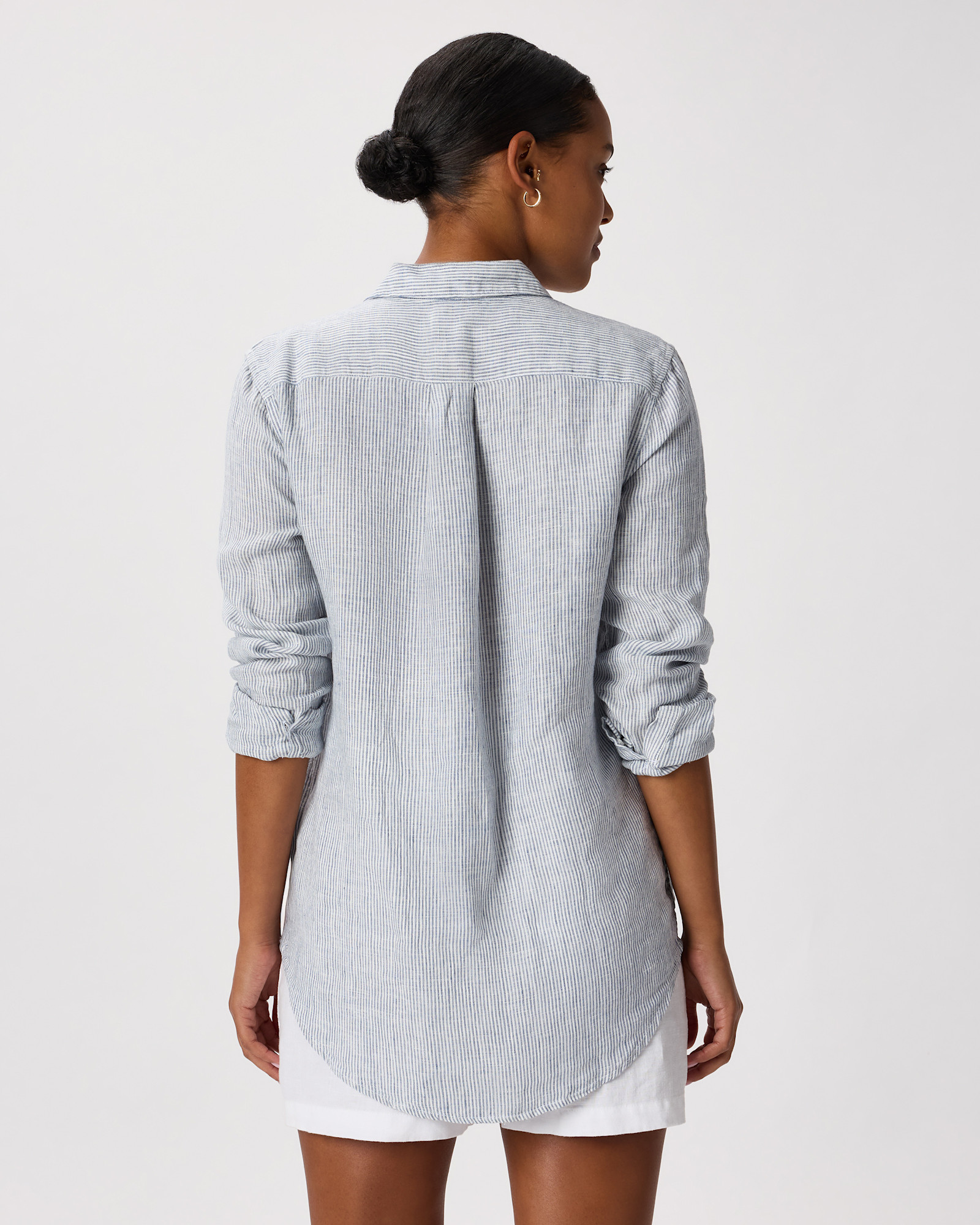 Women's Quince Linen Long Sleeve Shirt - Pinstripe | Pre-Order