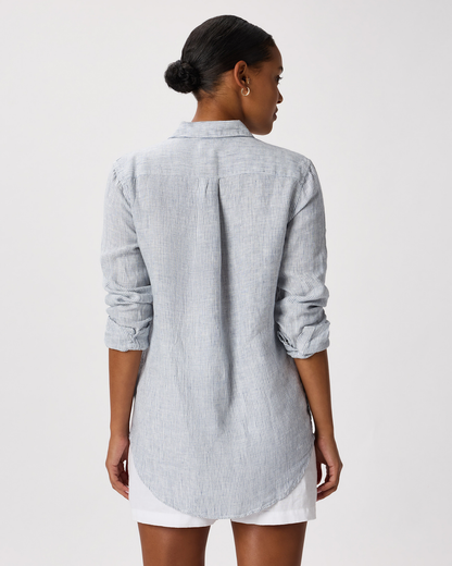 Women's Quince Linen Long Sleeve Shirt - Pinstripe | Pre-Order