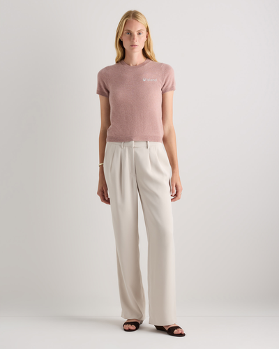 Women's Quince Mongolian Cashmere Tee - Heather Vintage Pink