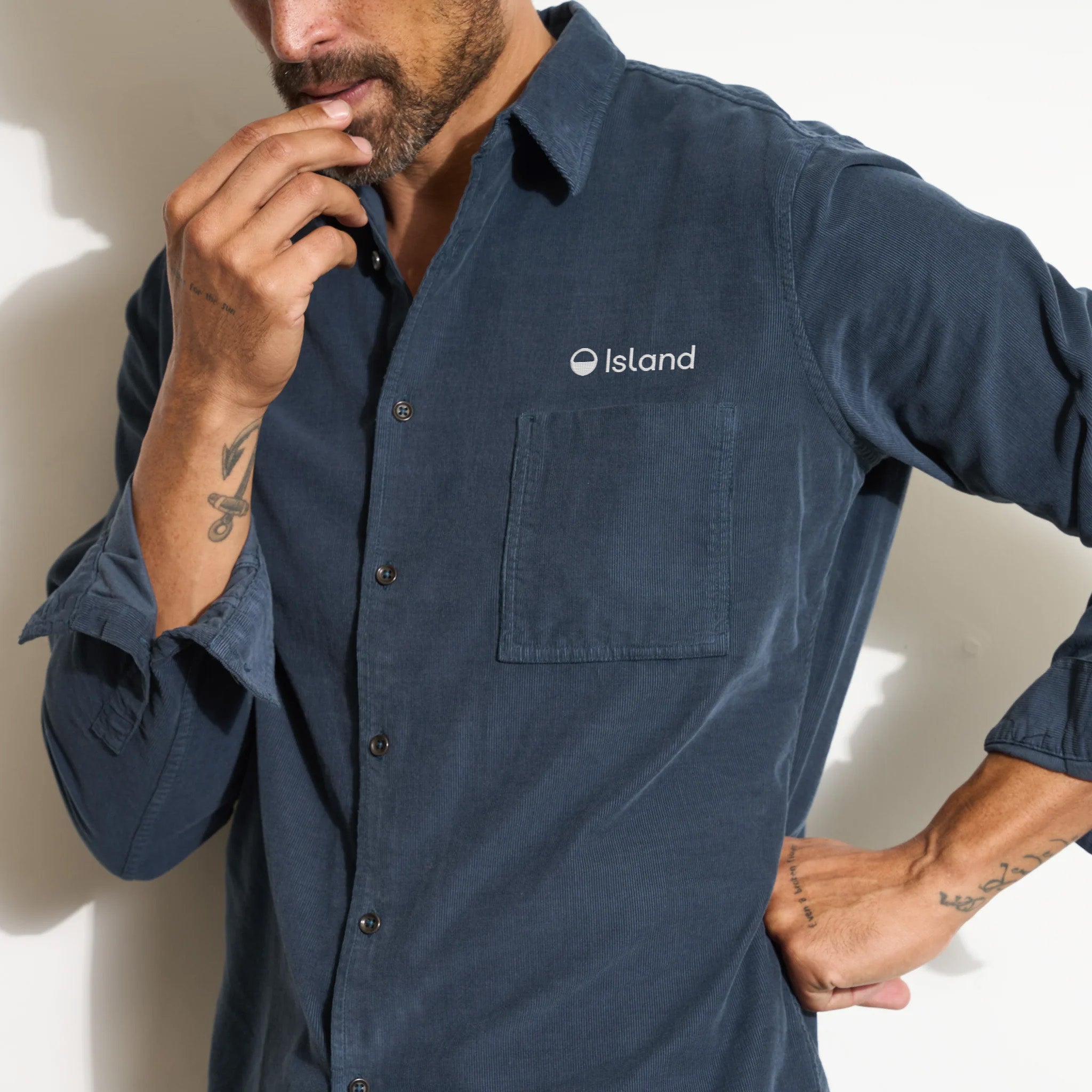 Men's Rowan Nobel Fine Wale Cord Shirt - Seaport