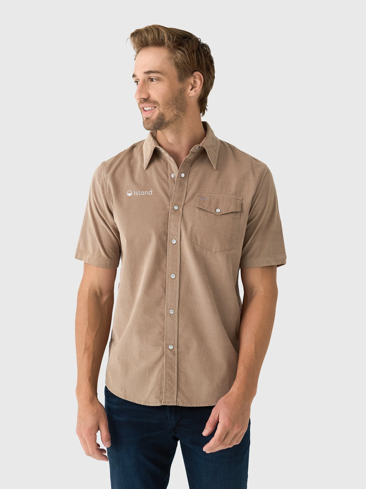 Men's Criquet Short Sleeve Corduroy Pearl Snap - Irish Coffee