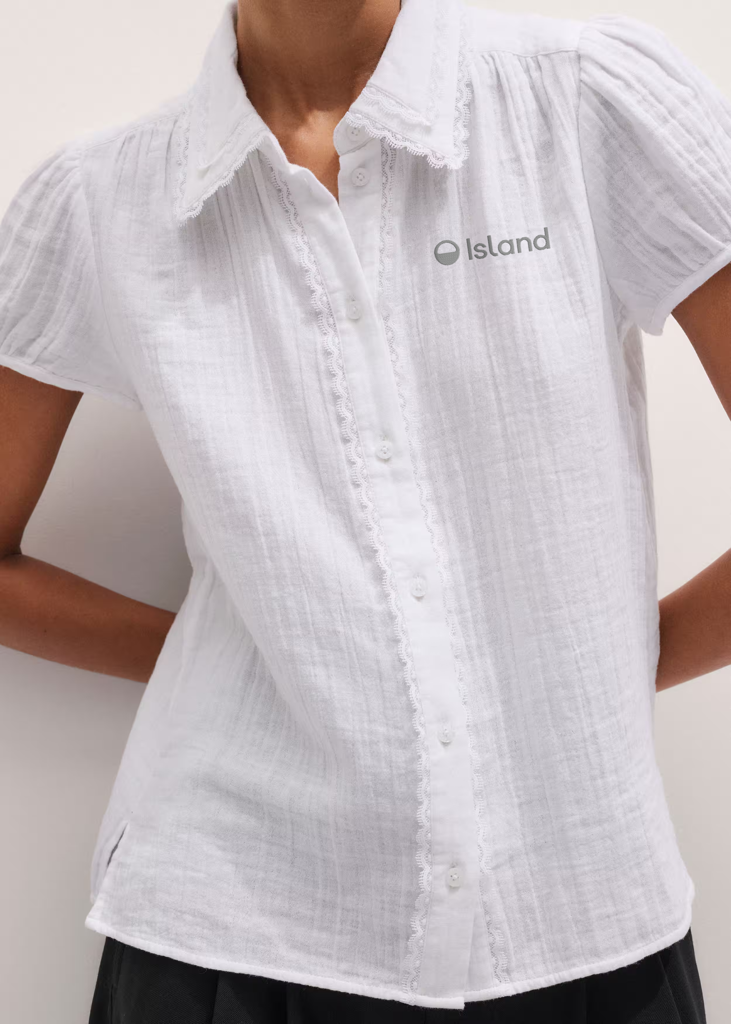 Women's ME+EM Summer Trim Blouse - Soft White | Pre-Order