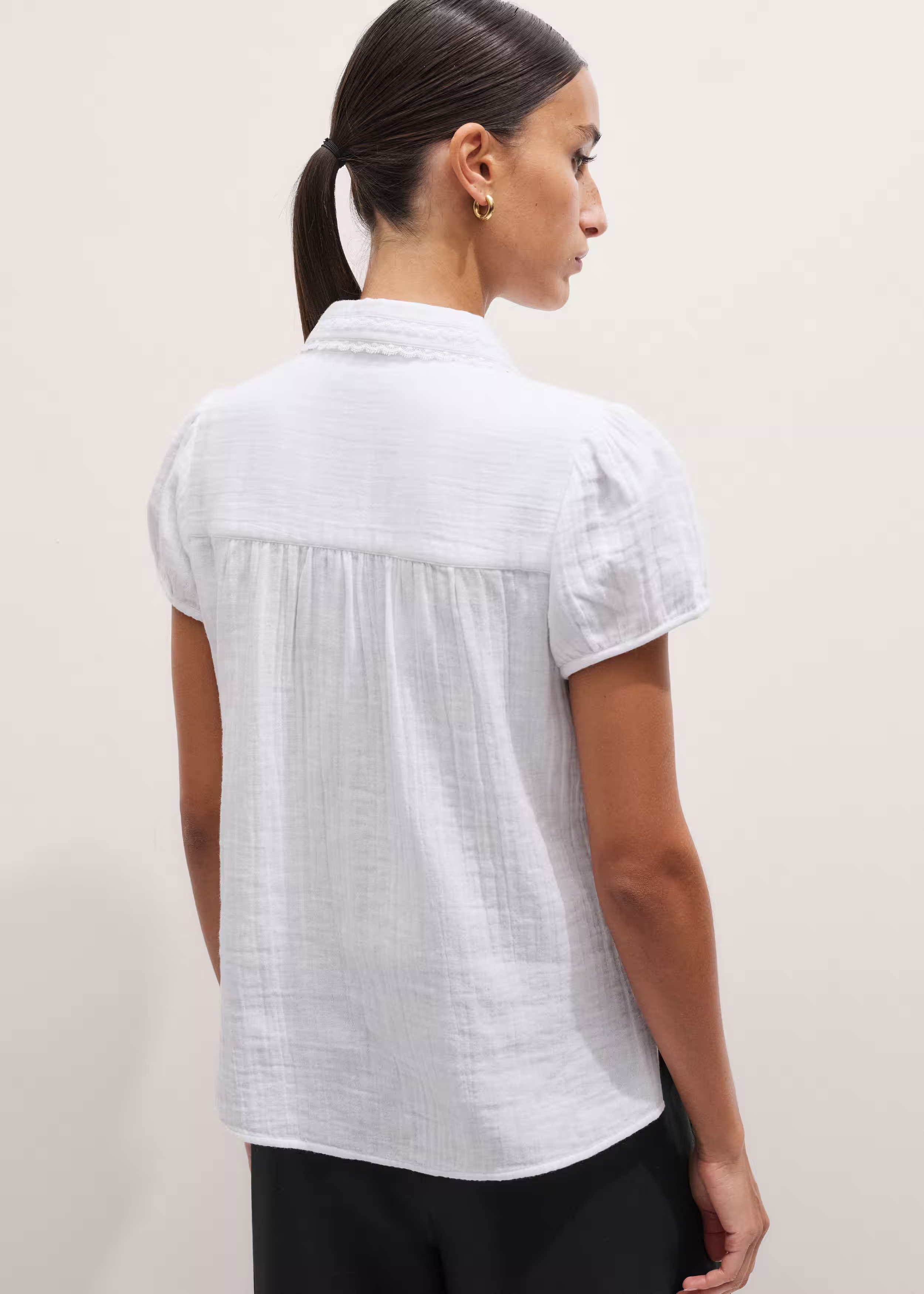 Women's ME+EM Summer Trim Blouse - Soft White | Pre-Order