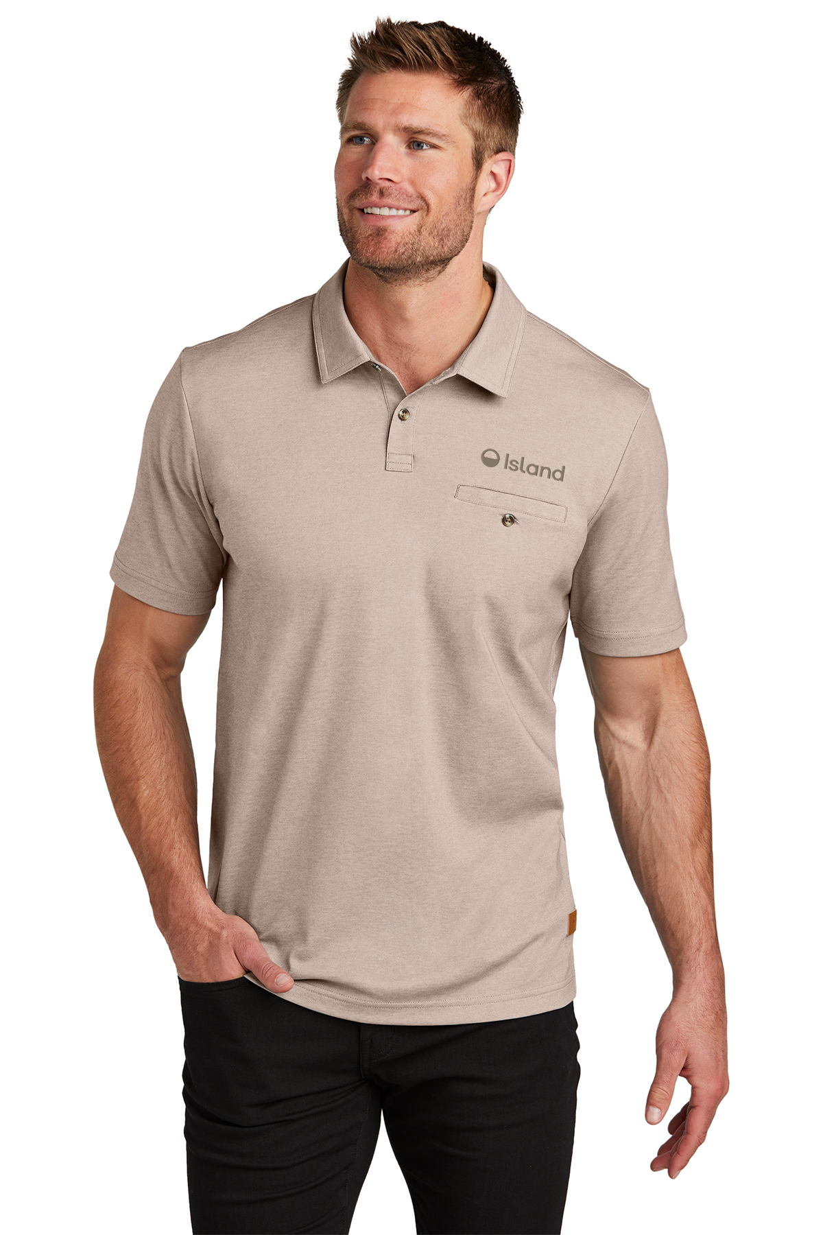 Men's TravisMathews Sunsetters Pocket Polo - Portabella Heather