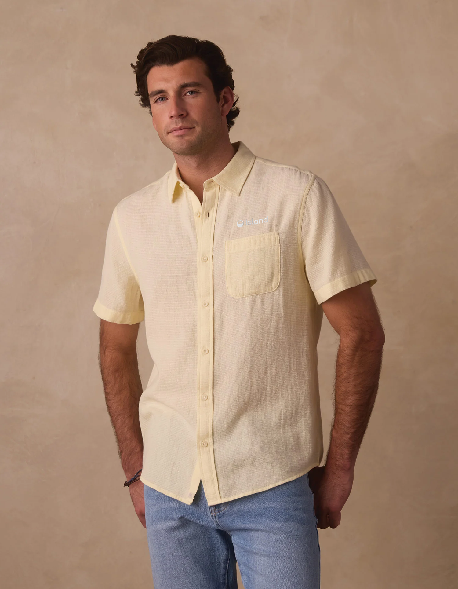 Men's The Normal Brand Freshwater Short Sleeve Button Up Shirt - Yellow Check