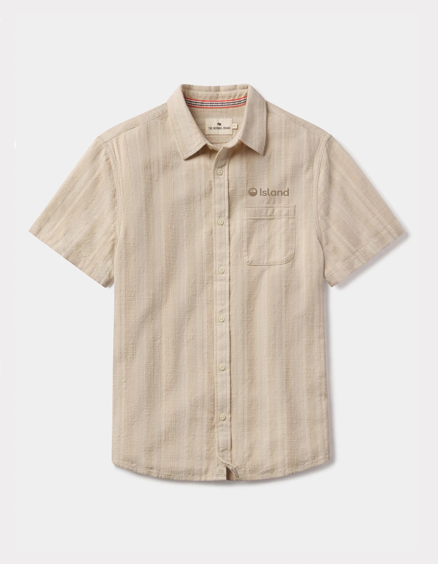 Men's The Normal Brand Freshwater Short Sleeve Button Up Shirt - Sandstone Stripe