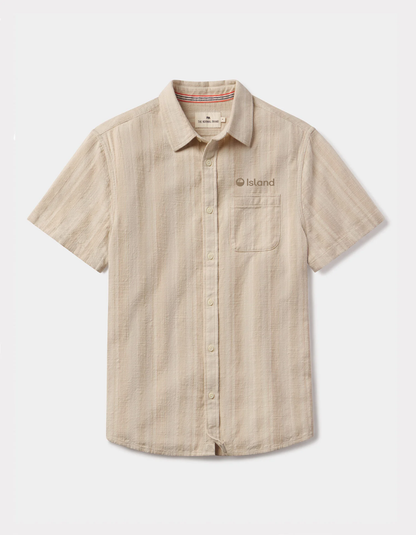 Men's The Normal Brand Freshwater Short Sleeve Button Up Shirt - Sandstone Stripe