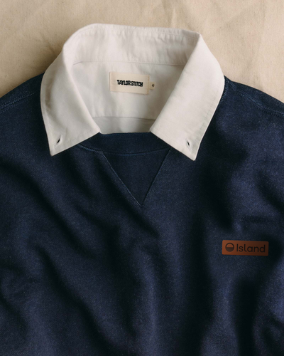 Men's Taylor Stitch Sunset Après Crew - Rinsed Indigo Terry